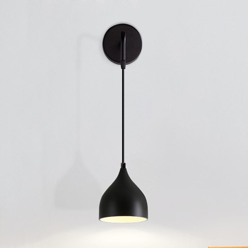 White/Black Finish Urn Shape Wall Mount Light Modern 1 Light Iron Wall Pendant Lamp for Bedside