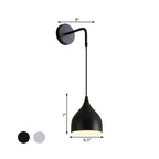 White/Black Finish Urn Shape Wall Mount Light Modern 1 Light Iron Wall Pendant Lamp for Bedside