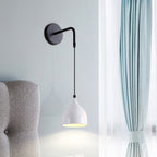 White/Black Finish Urn Shape Wall Mount Light Modern 1 Light Iron Wall Pendant Lamp for Bedside