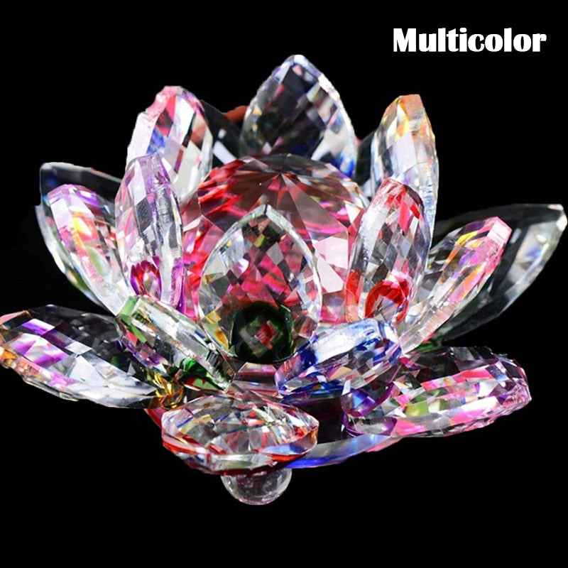 80Mm Quartz Crystals Lotus Flower Crafts Glass Fengshui Ornaments Healing Crystals Home Party Wicca Decor Yoga Gifts Souvenir