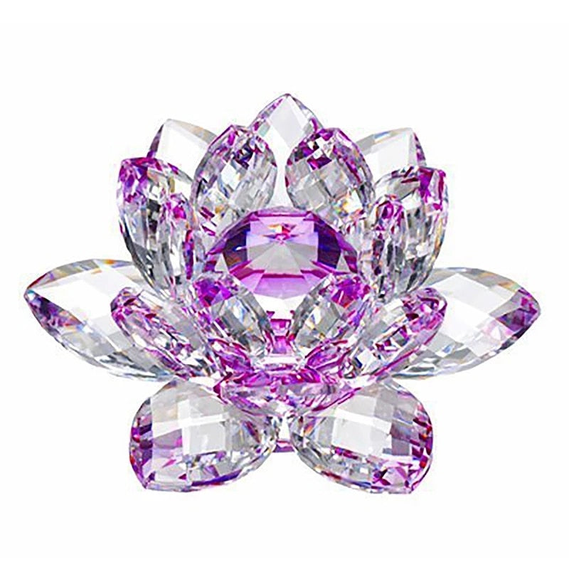 80Mm Quartz Crystals Lotus Flower Crafts Glass Fengshui Ornaments Healing Crystals Home Party Wicca Decor Yoga Gifts Souvenir