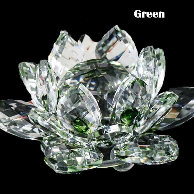 80Mm Quartz Crystals Lotus Flower Crafts Glass Fengshui Ornaments Healing Crystals Home Party Wicca Decor Yoga Gifts Souvenir
