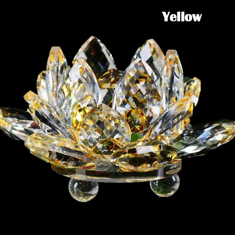 80Mm Quartz Crystals Lotus Flower Crafts Glass Fengshui Ornaments Healing Crystals Home Party Wicca Decor Yoga Gifts Souvenir