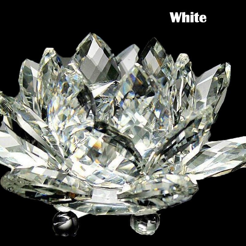 80Mm Quartz Crystals Lotus Flower Crafts Glass Fengshui Ornaments Healing Crystals Home Party Wicca Decor Yoga Gifts Souvenir
