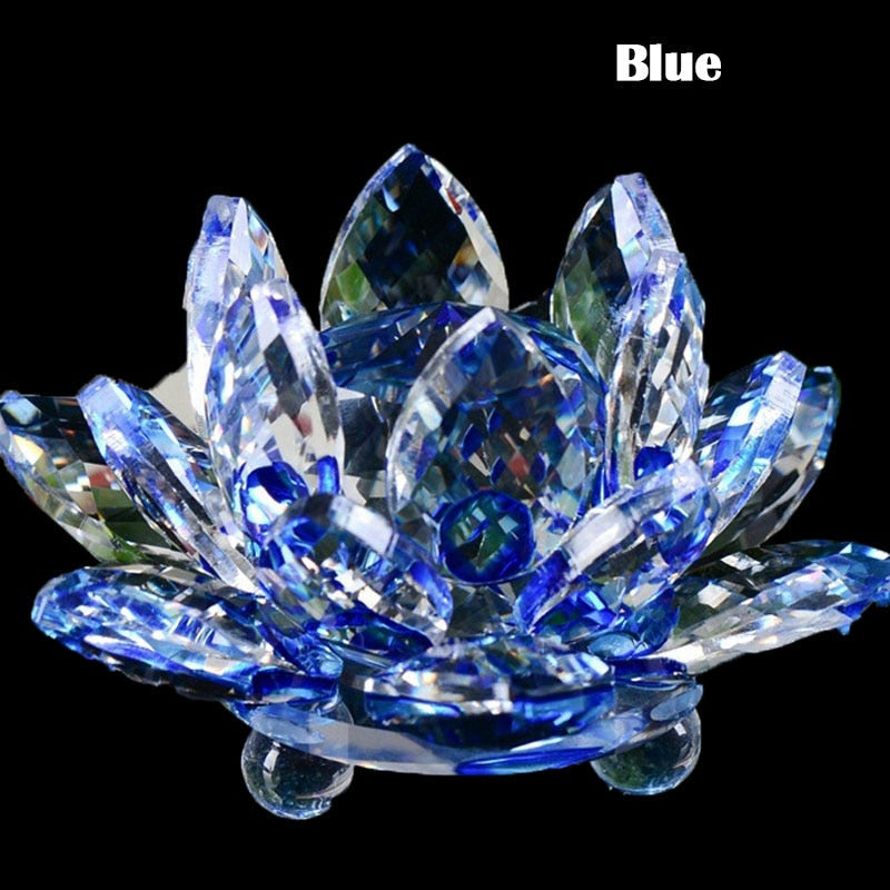 80Mm Quartz Crystals Lotus Flower Crafts Glass Fengshui Ornaments Healing Crystals Home Party Wicca Decor Yoga Gifts Souvenir
