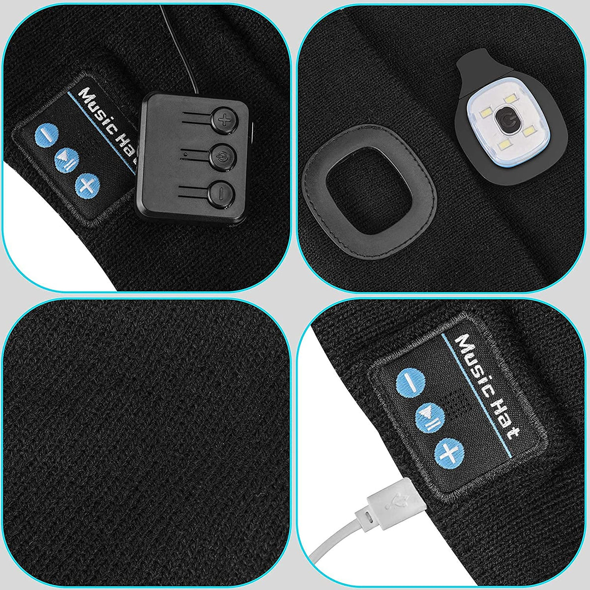 Bluetooth beanie with light Wireless headphones