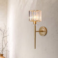Crystal Block Gold Wall Sconce Cylindrical 1 Light Simple Wall Lighting Fixture with Iron Pencil Arm