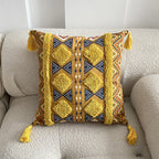 Boho lined fringe throw pillow cover
