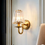Modern Cone Wall Light Fixture 1 Head K9 Crystal Wall Sconce in Gold with Arched Arm