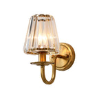 Modern Cone Wall Light Fixture 1 Head K9 Crystal Wall Sconce in Gold with Arched Arm