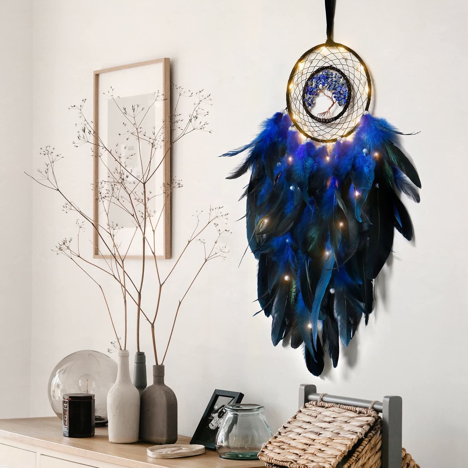 Crystal Tree of Life Feather Glow Dreamcatcher