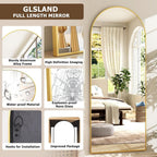 Vinantica | Elegant Arched Full-Length Gold Mirror with High-Definition Aluminum Frame