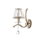 Crystal Prism Antiqued Gold Sconce Conical 1 Head Minimalist Wall Mount Light Fixture