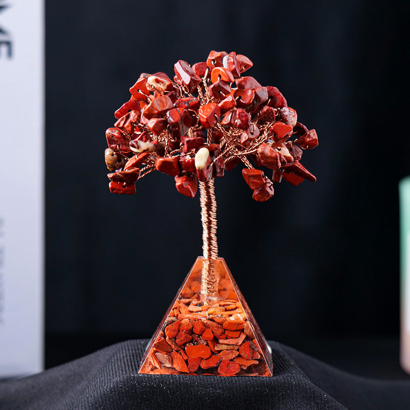 Natural Stone Gravel Pyramid Base Feng Shui Tree