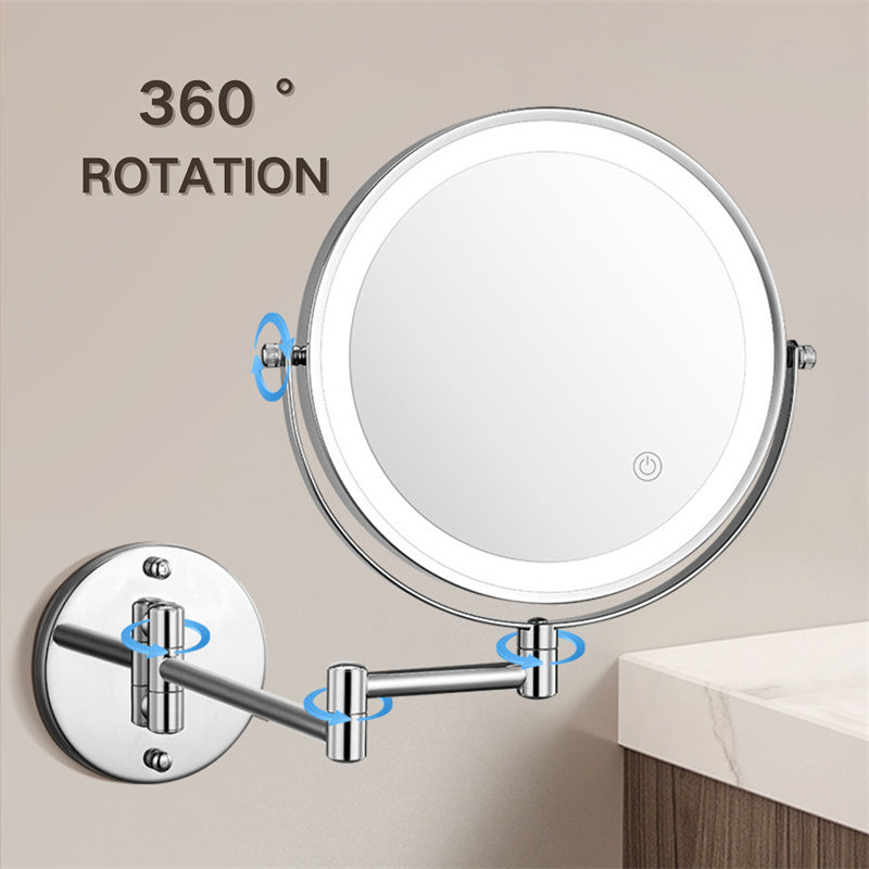 Vinantica | Rechargeable wall-mounted shaving mirror | 360° rotation. 1X/10X magnification and adjustable LED lighting for use in the bathroom