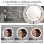 Vinantica | Rechargeable Wall Mounted Shaving Mirror | 360° Rotation. 1X/10X Magnification & Adjustable LED Lighting for Bathroom Use