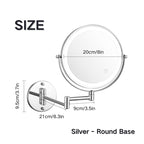 Vinantica | Rechargeable Wall Mounted Shaving Mirror | 360° Rotation. 1X/10X Magnification & Adjustable LED Lighting for Bathroom Use