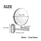 Vinantica | Rechargeable Wall Mounted Shaving Mirror | 360° Rotation. 1X/10X Magnification & Adjustable LED Lighting for Bathroom Use