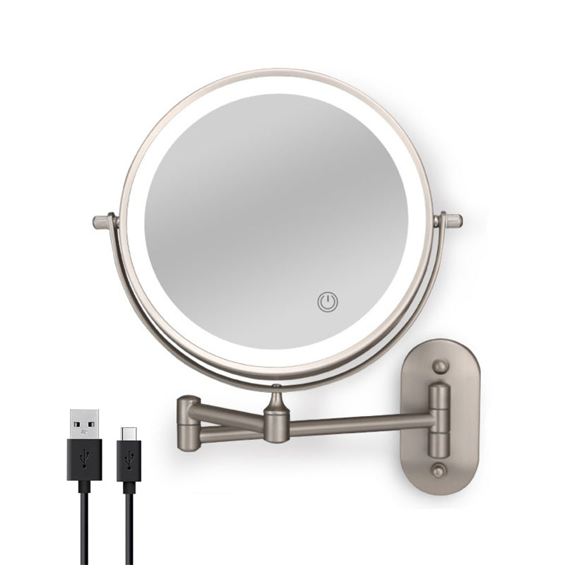 Vinantica | Rechargeable Wall Mounted Shaving Mirror | 360° Rotation. 1X/10X Magnification & Adjustable LED Lighting for Bathroom Use