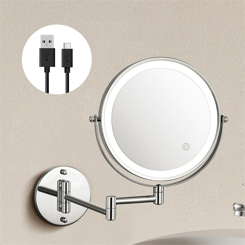 Vinantica | Rechargeable wall-mounted shaving mirror | 360° rotation. 1X/10X magnification and adjustable LED lighting for use in the bathroom