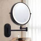 Vinantica | Rechargeable wall-mounted shaving mirror | 360° rotation. 1X/10X magnification and adjustable LED lighting for use in the bathroom