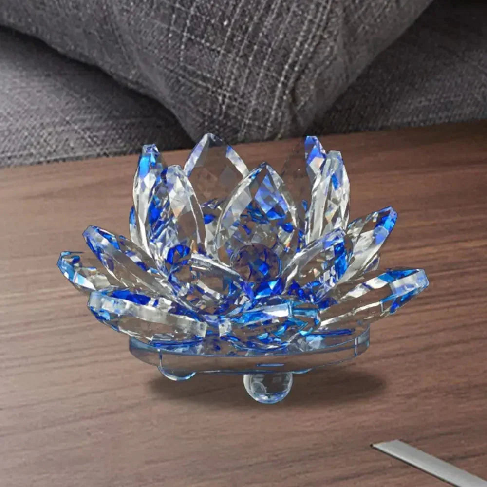 Crystal Lotus Flower Figurine Home Wedding Decoration Glass Art Collection Paperweight Office Table Ornaments Souvenir Gifts
