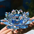 Crystal Lotus Flower Figurine Home Wedding Decoration Glass Art Collection Paperweight Office Table Ornaments Souvenir Gifts