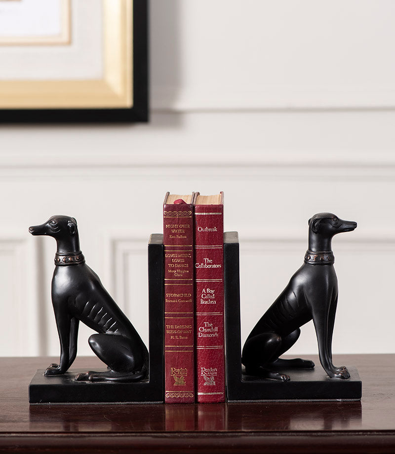 Guard Dog Bookend Set - Black