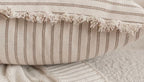 Elegant Pillowcase with Jacquard Pattern and Fringes - Cotton-Linen Blend