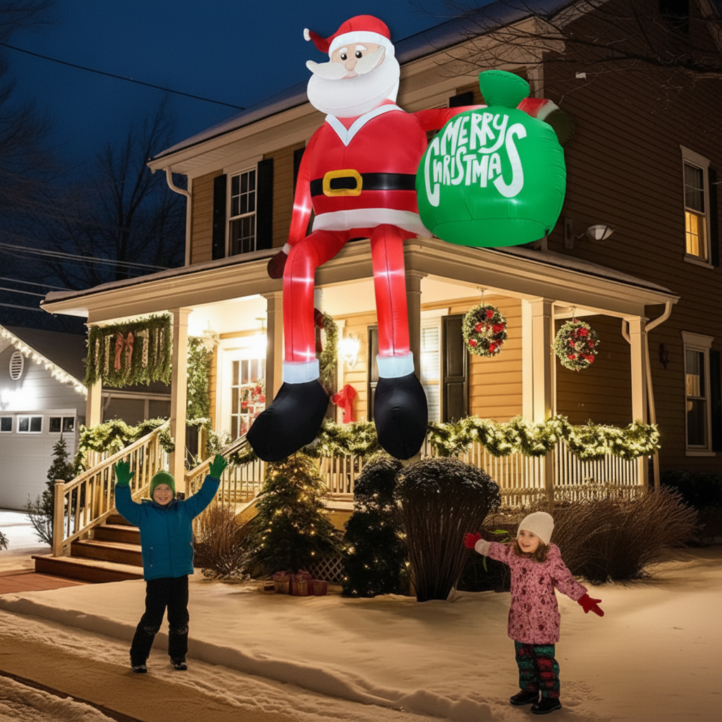 Giant 8FT LED Inflatable Climbing Santa | Premium, Waterproof Outdoor Christmas Decoration