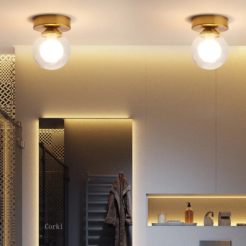Modern Nordic Ceiling Light – Round Glass Ball Fixture for Bedroom, Dining Room, and Foyer