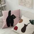 Black Cat & Garden Tufted Pillow Case | Vinantica