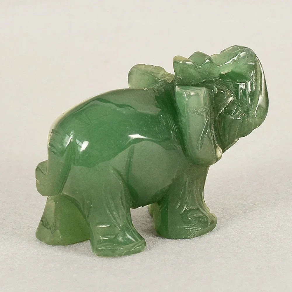Green Aventurine Jade Stone Elephant Statue