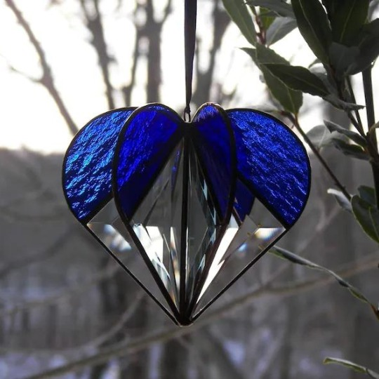 Handcrafted Heart-Shaped Sun Catcher Made of Stained Glass