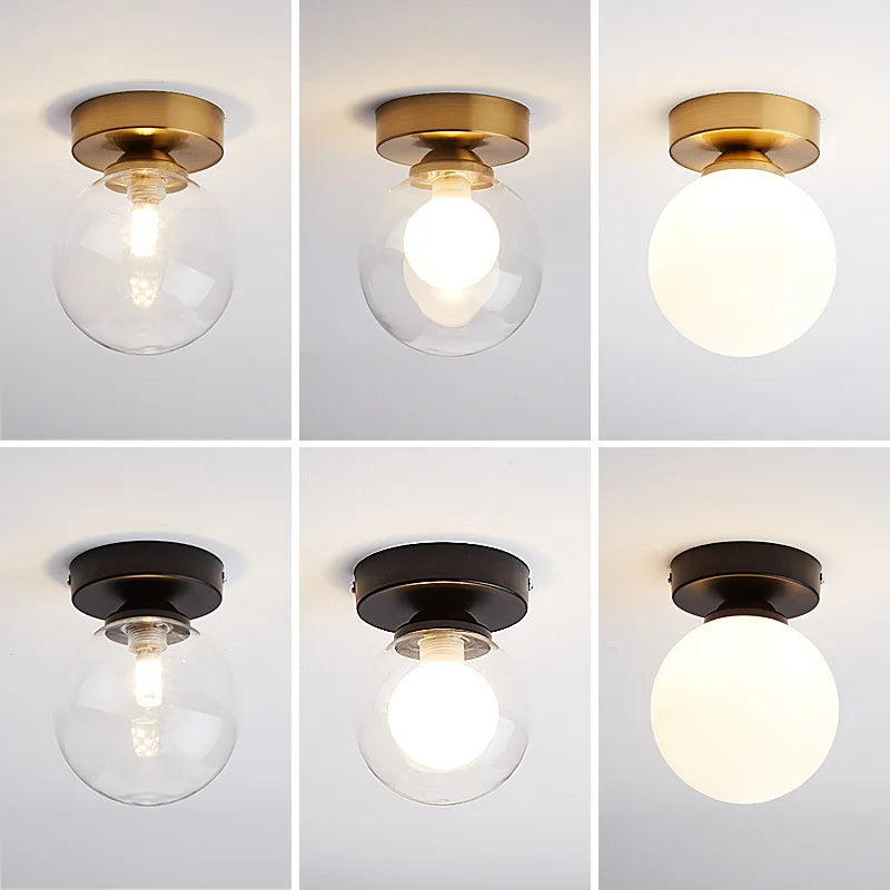 Modern Nordic Ceiling Light – Round Glass Ball Fixture for Bedroom, Dining Room, and Foyer