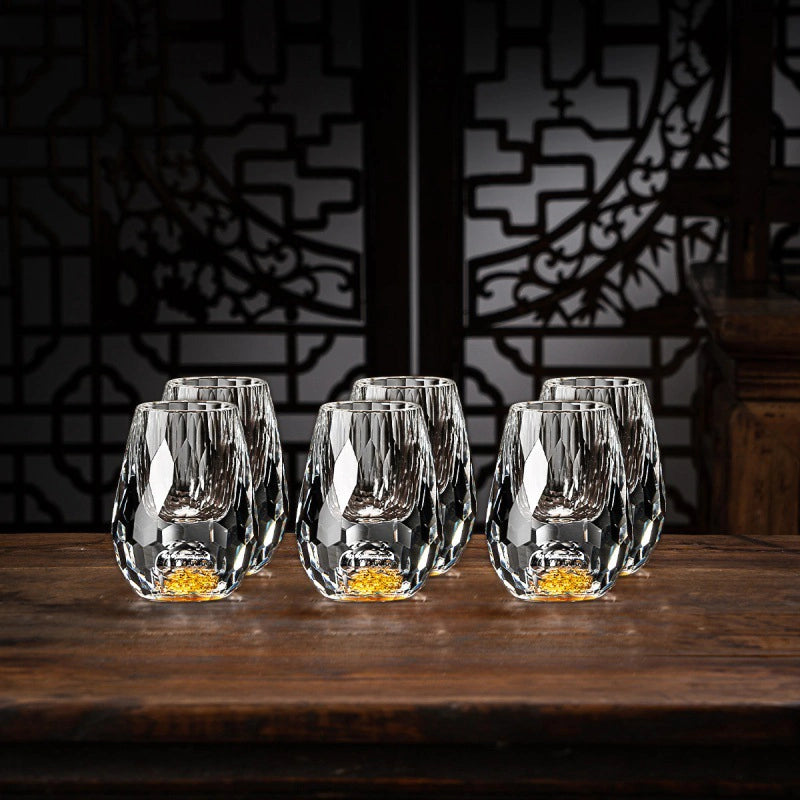 Luxury crystal glasses with gold flakes - Handcrafted - Set of 2 - For whisky & premium drinks