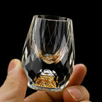 Luxury crystal glasses with gold flakes - Handcrafted - Set of 2 - For whisky & premium drinks