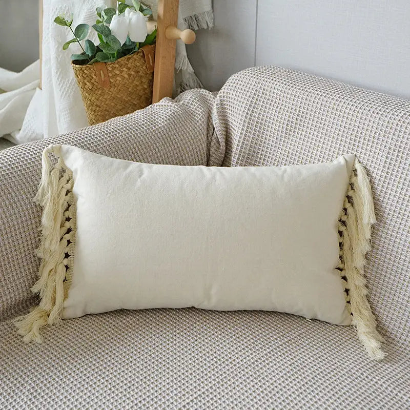 Decorative Cushion with Texture Pattern and Fringes