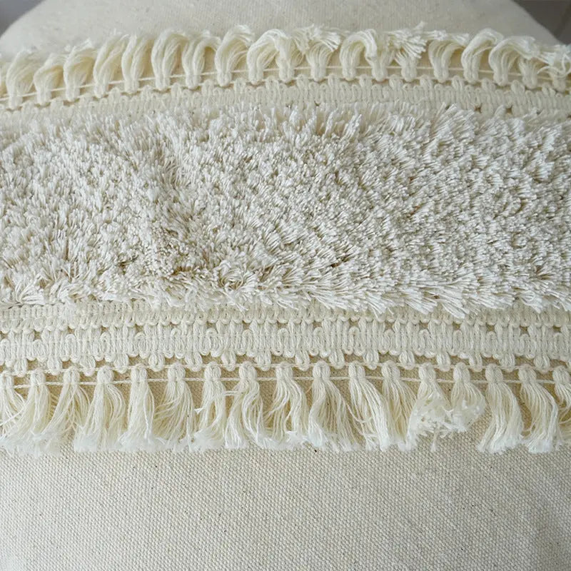 Decorative Cushion with Texture Pattern and Fringes