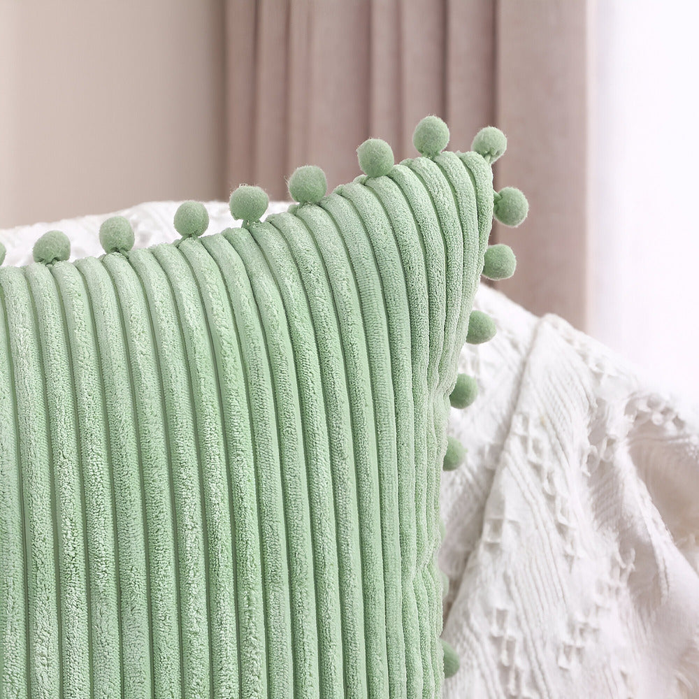 Cotton Cushion Cover with Pom Poms