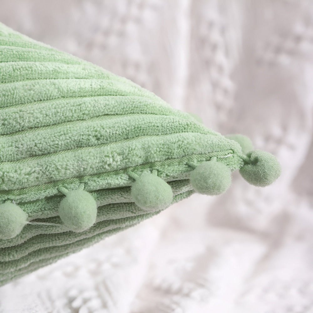 Cotton Cushion Cover with Pom Poms