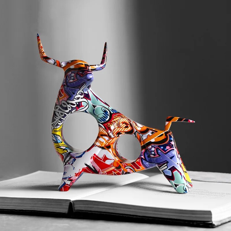 Art Colorful Bull Sculpture