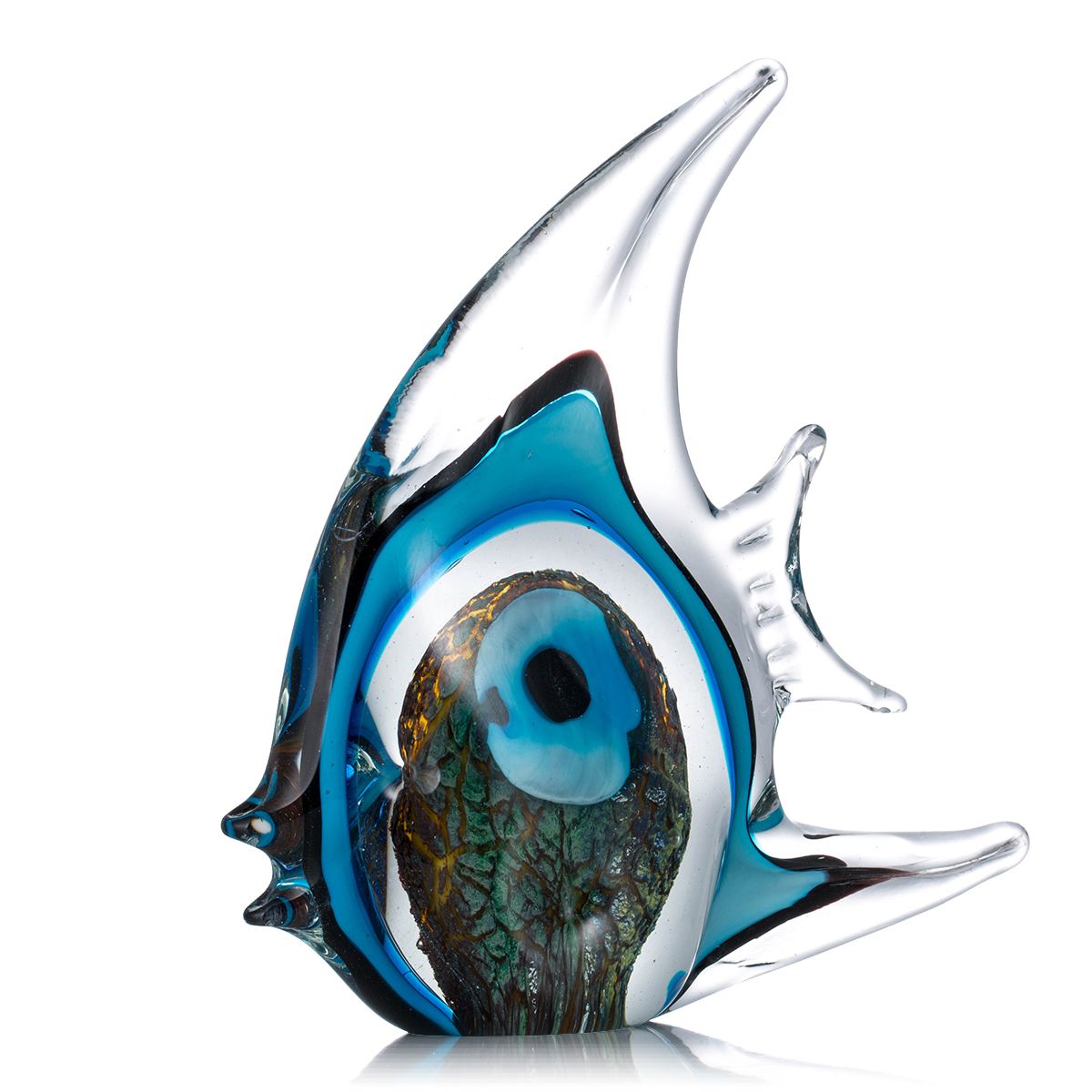 Multicolored Polka Dotted Tropical Fish Delicate Glass Sculpture Elegant Apartment Decoration Glass Fish Exquisite Space Apartment Decoration Craft