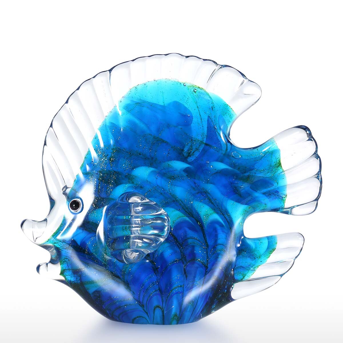 Multicolored Polka Dotted Tropical Fish Delicate Glass Sculpture Elegant Apartment Decoration Glass Fish Exquisite Space Apartment Decoration Craft