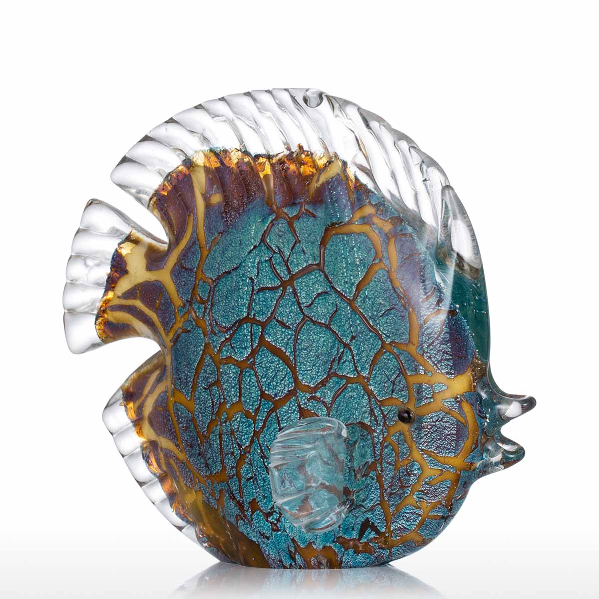 Multicolored Polka Dotted Tropical Fish Delicate Glass Sculpture Elegant Apartment Decoration Glass Fish Exquisite Space Apartment Decoration Craft
