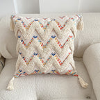 Boho lined fringe throw pillow cover