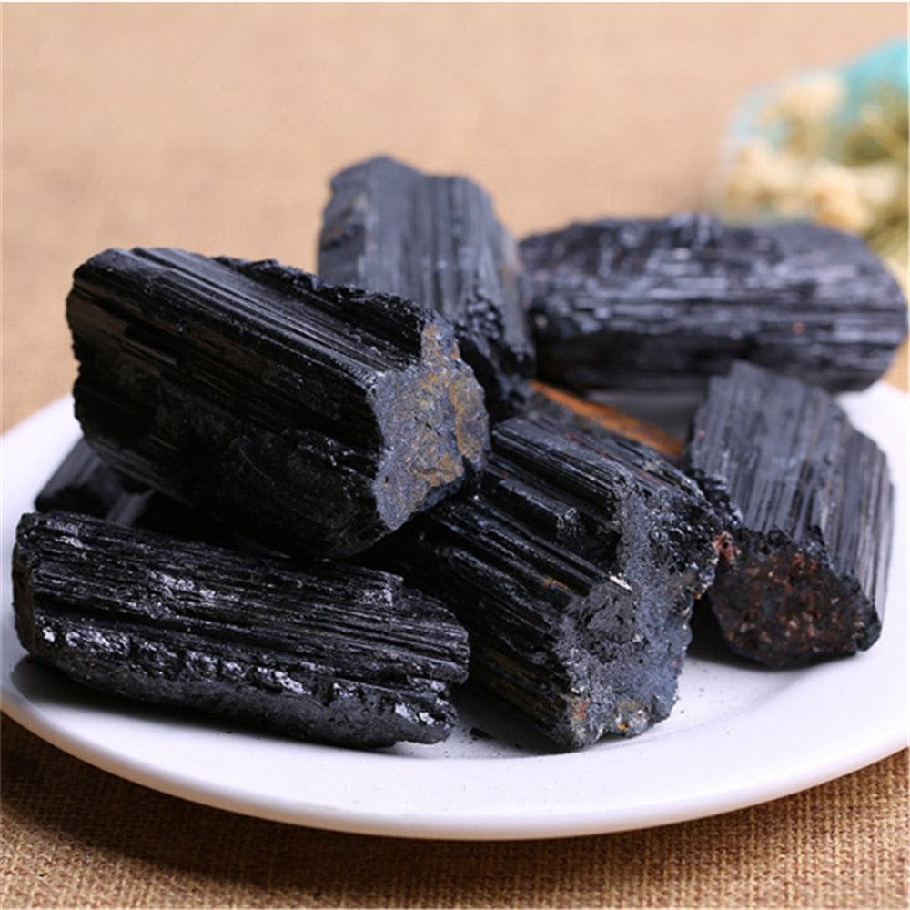 Natural and mineral stones crystal black tourmaline raw stone home Ramadan decoration 2023