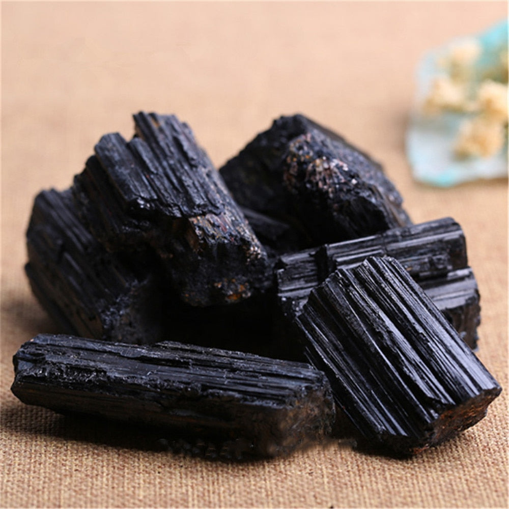 Natural and mineral stones crystal black tourmaline raw stone home Ramadan decoration 2023