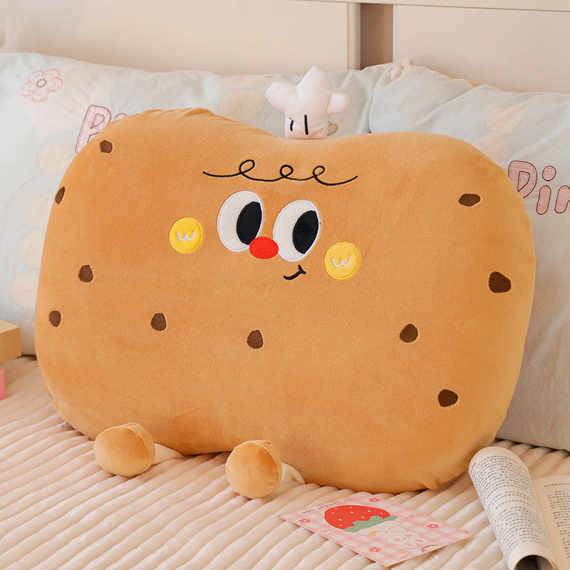 Plush pillow in cookie shape with cute face Vinantica