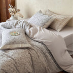 High-quality cotton percale bedding set with fine damask pattern and soft surface